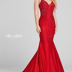 Beautiful red beaded ellie wilde prom dress!!!